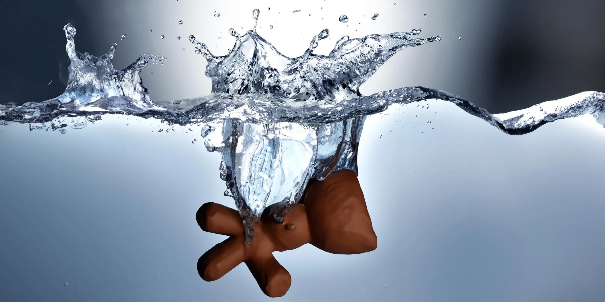 air dry clay sculpture dropped into water