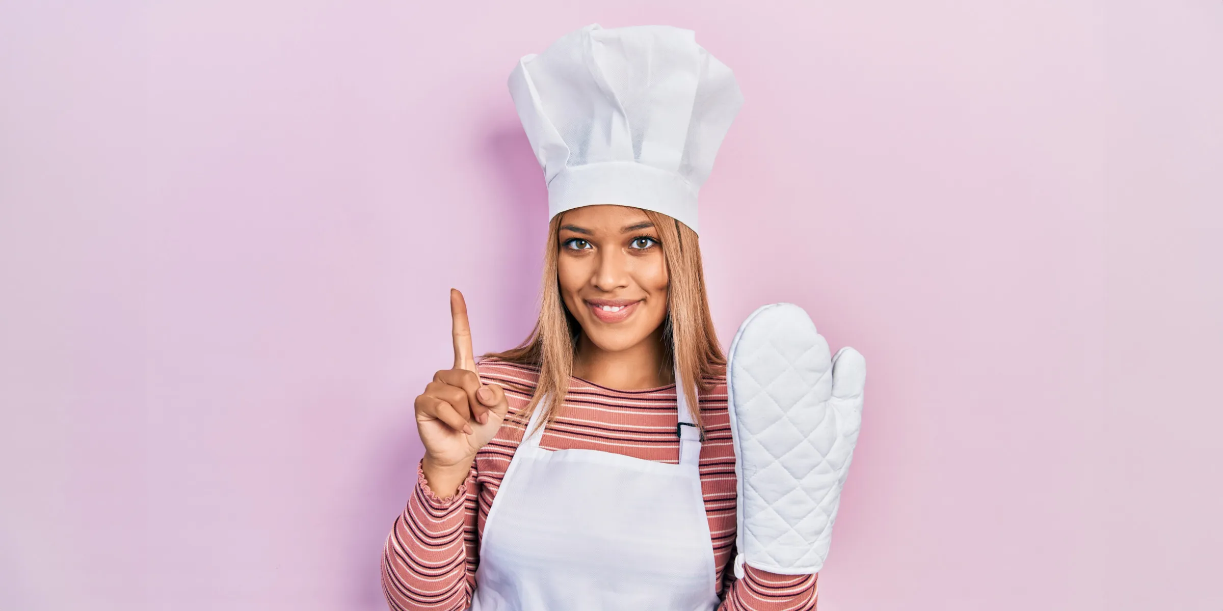 woman in chefts hat asking a question