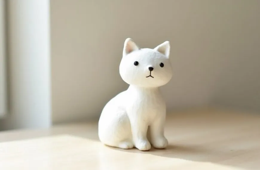 adorable white cat character