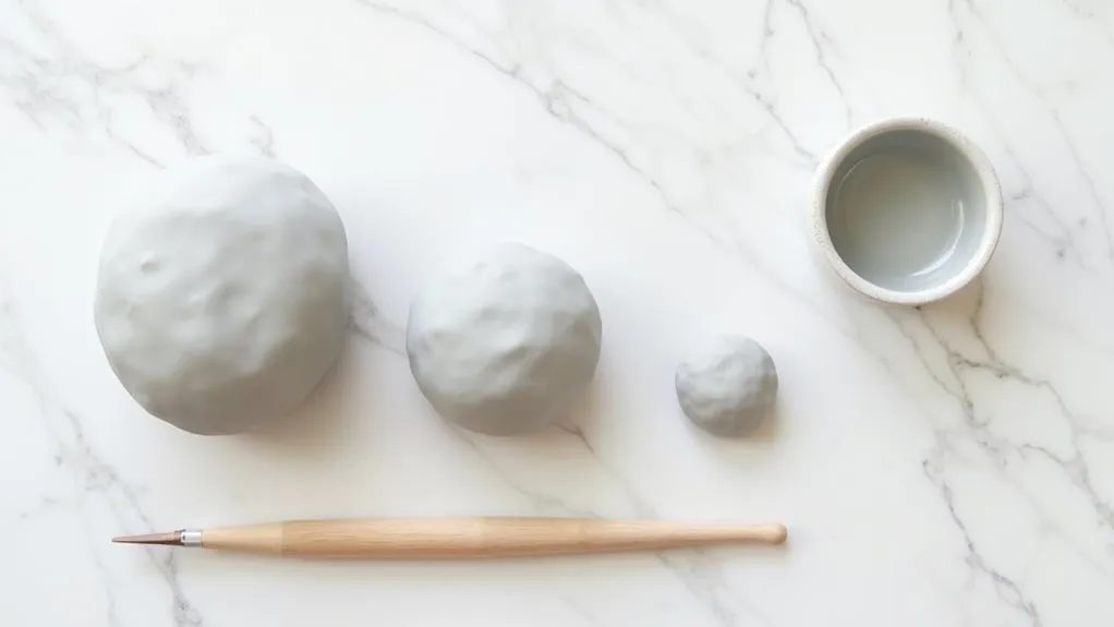 carefully prepare clay portions