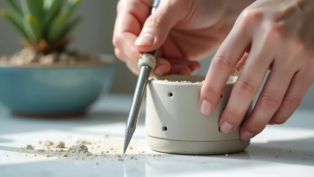 create drainage holes carefully