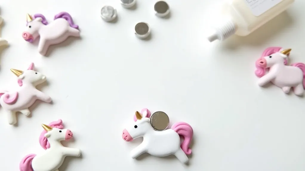 glue magnets securely in place