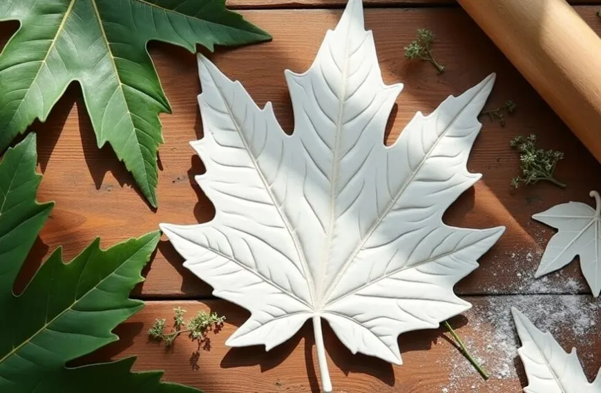 imprinted clay leaf designs