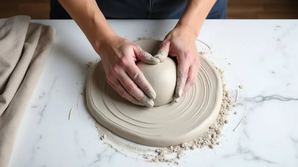 knead clay until soft