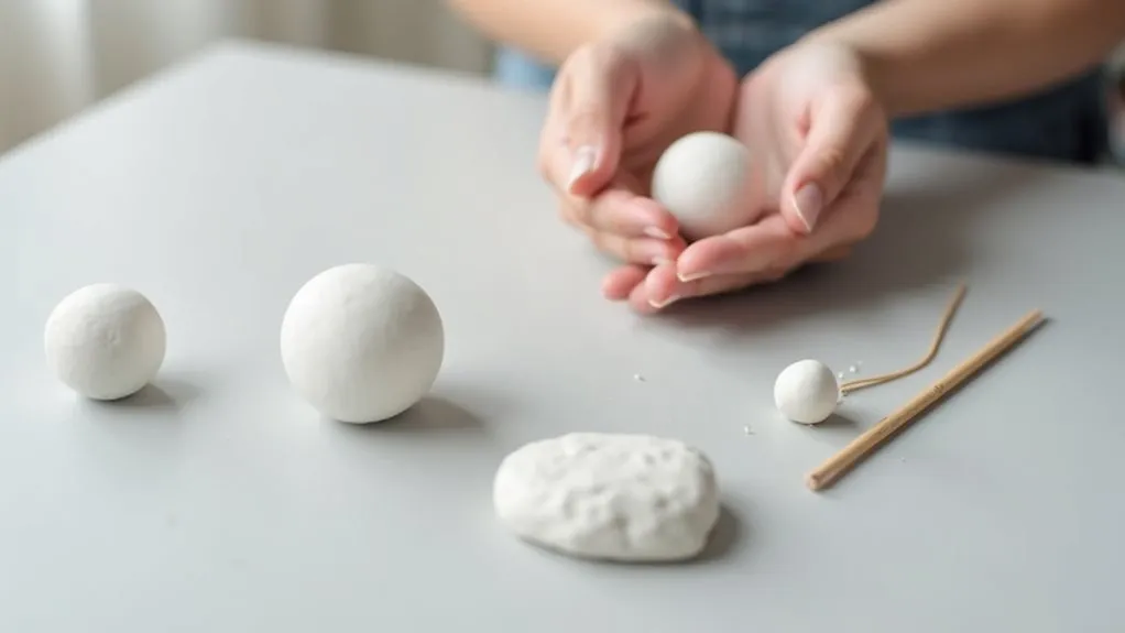 mold clay into beads