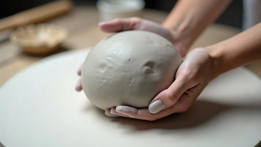 shape clay into ball