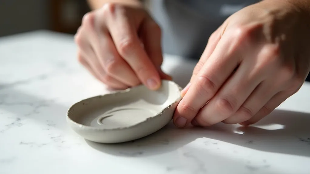 shape rim using clay